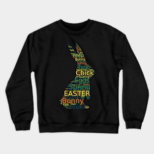 Cute Colorful Bunny Easter Words Crewneck Sweatshirt